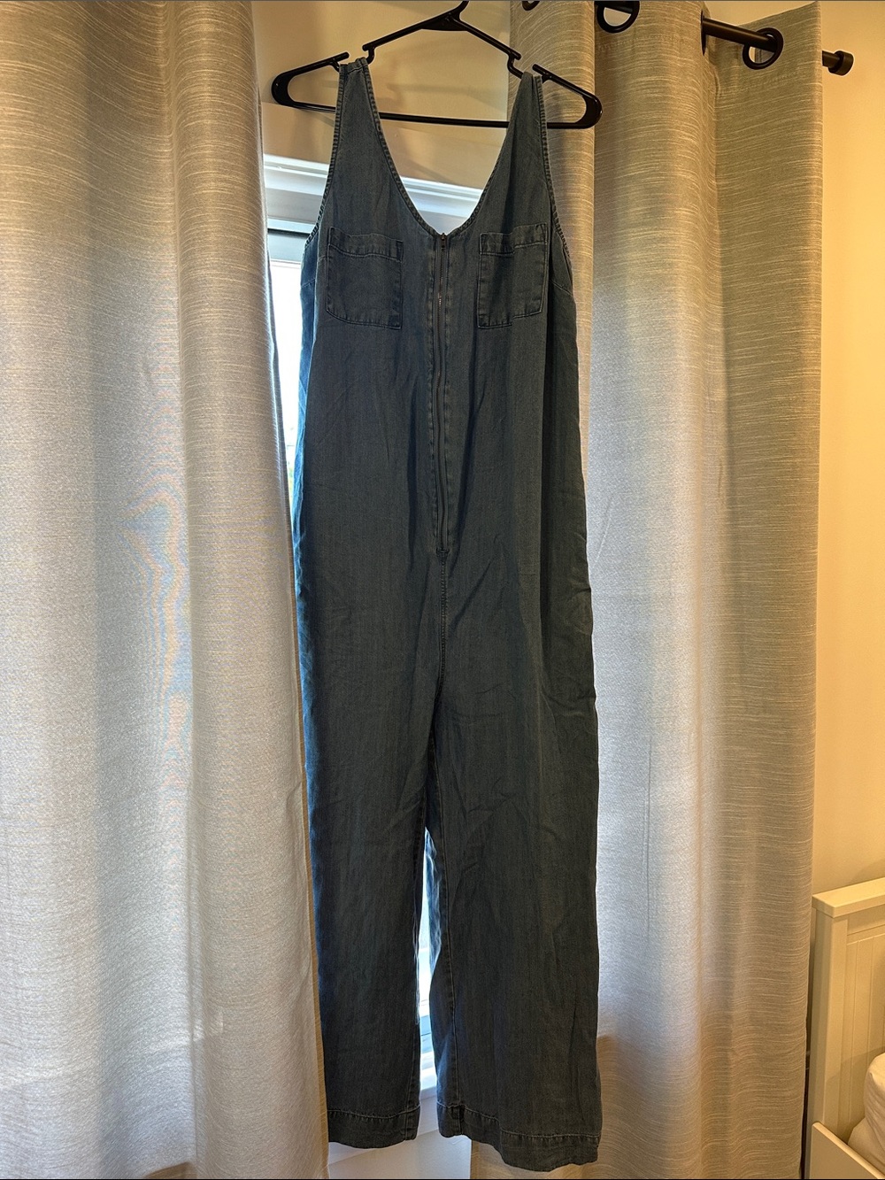 Denim Wide-Leg Jumpsuit - Blue (maternity and post-bump friendly)